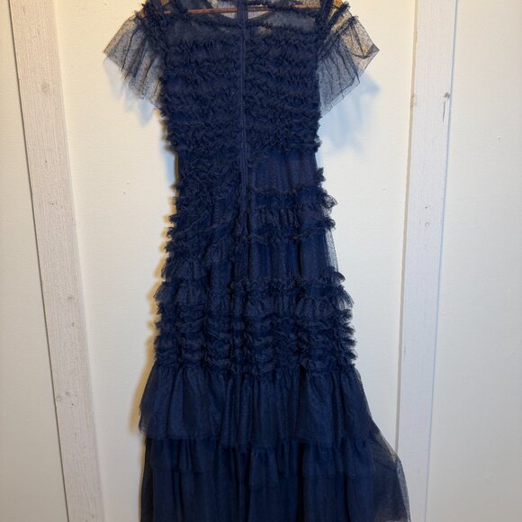 Navy Ruffle Gown Size 2 - Picture 3 of 13
